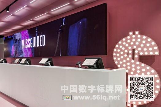 數(shù)字屏幕裝點時尚品牌MISSGUIDED旗艦店,多媒體信息發(fā)布系統(tǒng),數(shù)字標牌,數(shù)字告示，digital signage
